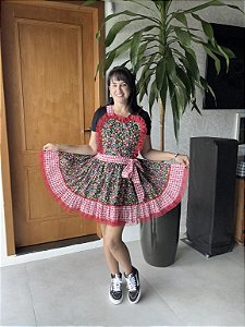 Avental Junino Xadrez Vermlelho 150cm