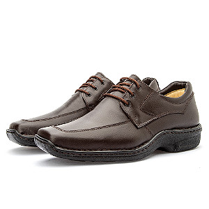 SAPATO MASCULINO CONFORT GEL COM CADARÇO EM COURO