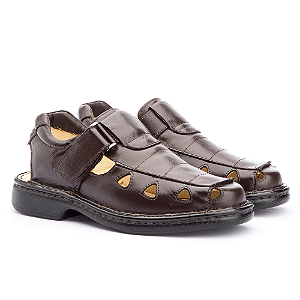 SANDÁLIA MASCULINA CONFORT GEL FECHADA EM COURO