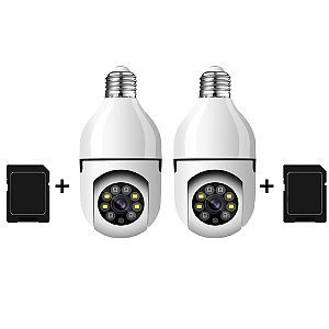 KIT 2 CAMERAS WIFI LAMPADA GIRATÓRIA + CARTÃO DE MEMÓRIA