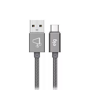 CABO USB TIPO-C ELG TC10BY NYLON 1 METRO CINZA
