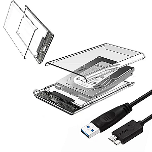 CASE PARA HD EXTERNO TRANSPARENTE USB NOTEBOOK SATA PROTECT