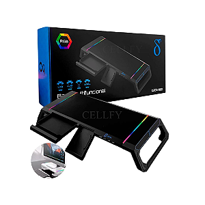 SUPORTE PARA MONITOR BASE GAMER COM 4 USB E LED RGB - DELTA-B104