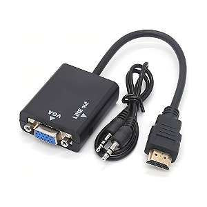 CABO CONVERSOR ADAPTADOR HDMI PARA VGA COM SAÍDA DE ÁUDIO P2