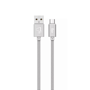 CABO TIPO C NYLON REFORÇADO 1M PRATA TC10BS - ELG