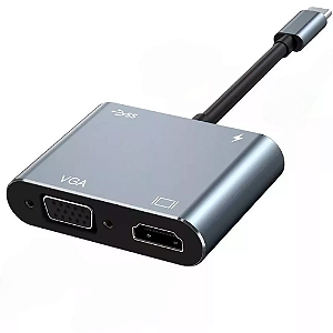 HUB USB C ADAPTADOR 4 EM 1 HDTV VGA USB 3.0 4K HD