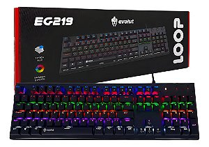 TECLADO GAMER MECANICO EG219/LOOP (BLUE SWITCH) COM FIO EVOLUT