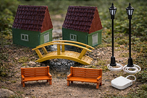 Kit Miniaturas Banco Poste Ponte Casa - Maquetes E Terrário