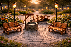 Kit Miniaturas Banco Poste Ponte Poço - Maquetes E Terrário