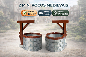 2 Poço Artesanal Miniatura Terrário Mini Maquete Cenario Rpg