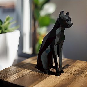 Estatueta Gato Sentado Geométrico Decoração ( Low Poly )