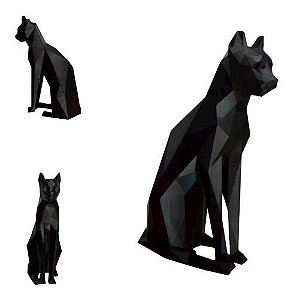 Estatueta Gato Sentado Geométrico Decoração  ( Low Poly )