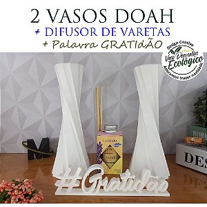 Super Combo com 2 Vaso Decorativo + Difusor de Vareta + Palavra GRATIDÃO - Decoração de interiores, sala, quarto, banhei
