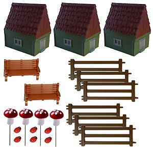 Kit Com 21 Miniaturas para decoração de Terrários, mini mundos e maquetes