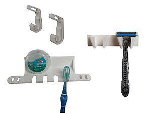 Kit Suporte Banheiro - Escova Dente, Aparelho Barbear Ganhos