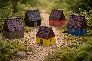 Kit C/ 5 Casinha Casa Miniatura Mini Mundo Jardim Terrario