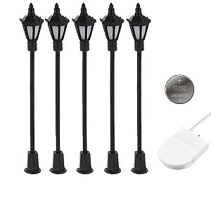Kit 5 Miniatura De Postes Com Led Fiação Soquete Mini Postes