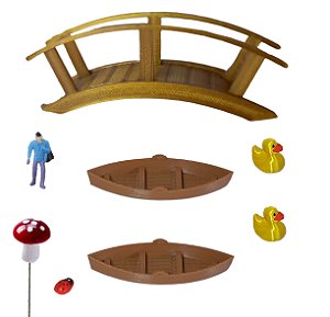 Kit 8 Miniatura Ponte Maquete Suculenta Bonsai Mini Mundo