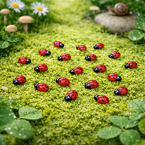 20 Joaninhas Miniaturas Terrário Mini Mundo Jardim Decoração