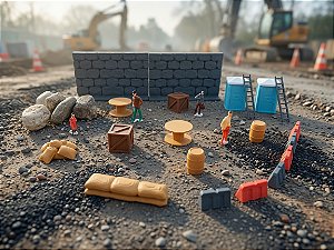 Kit Obras na Estrada Miniaturas - Maquetes e Dioramas | Mad Maker