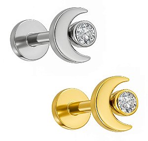Piercing Labret Lua com Zircônia (Titânio)
