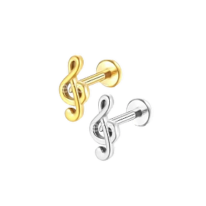 Piercing Labret Nota Musical (Aço cirúrgico)