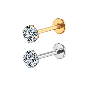 Piercing Labret Zircônia Ponto de Luz (Titânio)