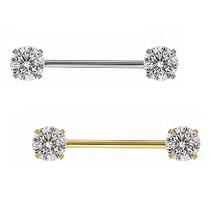 Piercing de Mamilo com Zircônias (Aço Cirúrgico)