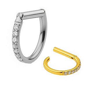 Argola D’Ring cravejado 2 em 1 ( TITANIO)