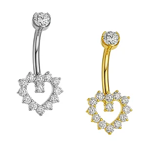 Piercing umbigo coraçao cravejado