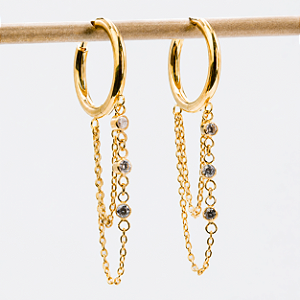 Brinco Argola Correntes Titânio PVD Gold