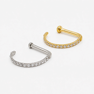 D-Ring Zircônias cravejadas – Titanio Natural ou PVD Gold