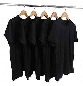 Kit 5 Camisetas Masculina Malha Fria PV Preta