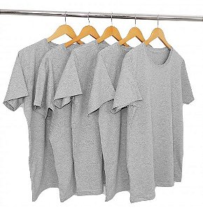 Kit 5 Camisetas Masculina Malha Fria PV Cinza Mescla