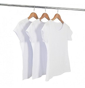 Kit 3 Baby Look  Malha Fria Branca