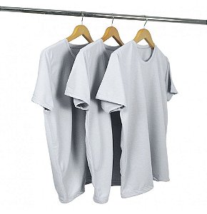 Kit 3 Camisetas Algodão Cinza Prata Premium