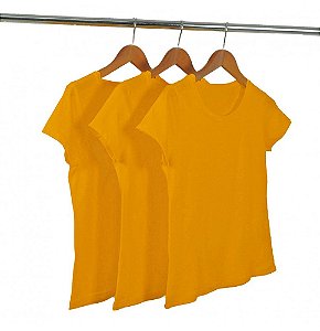 Kit 3 Baby Look Algodão Laranja Premium Basic