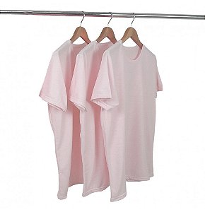 Kit 3 Camisetas Algodão Rosa Claro Premium
