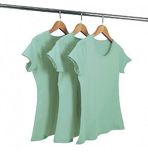 Kit 3 Baby Look Algodão Verde Hortelã Premium Basic