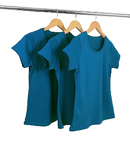 Kit 3 Baby Look Algodão Petróleo Premium Basic