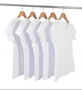 Kit 5 Baby Look Algodão Branca Premium Basic