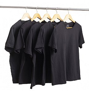 Kit 5 Camisetas Algodão Preta Premium