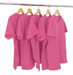 Kit 5 Camisetas Algodão Rosa Pink Premium