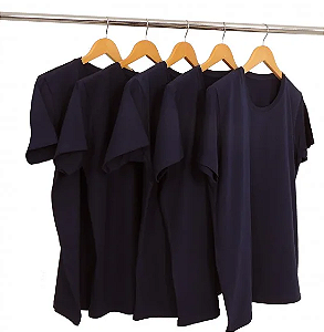 Kit 5 Camisetas Algodão Azul Marinho Premium