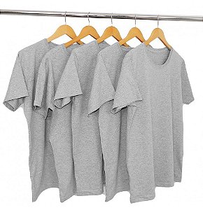 Kit 5 Camisetas Algodão Cinza Prata Premium