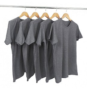 Kit 5 Camisetas Algodão Mescla Preto Premium