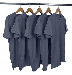 Kit 5 Camisetas Algodão Cinza Chumbo Premium