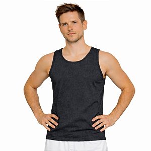 Regata Masculina Preto Mescla Algodão Premium