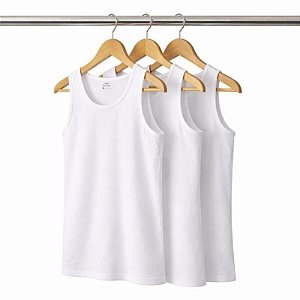 Kit 3 Regatas Masculina Branca Algodão Premium