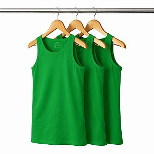 Kit 3 Regatas Verde Bandeira Masculina Algodão Premium